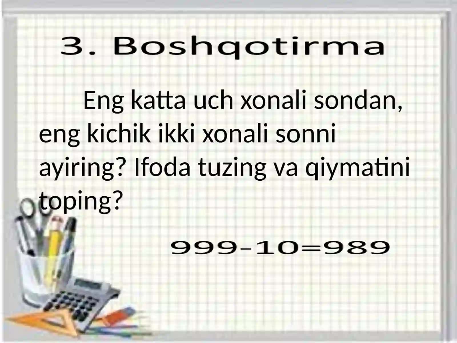 2-sinf matematika fanidan tuzgan 5-Nazorat ishi 4