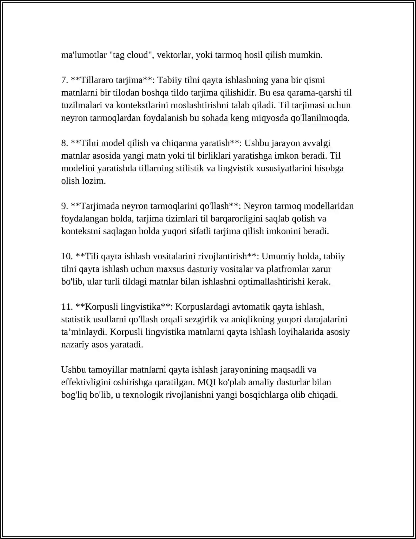 MATNLI AXBOROTLARNI QAYTA ISHLASH TEXNOLOGIYASI 4