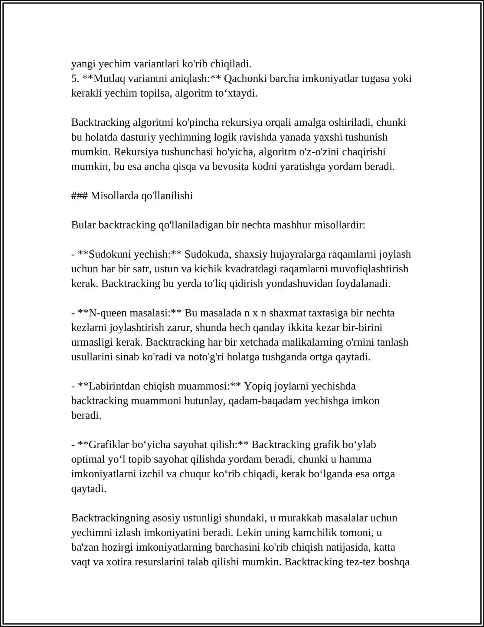 8 SUN’IY INTELLEKT UCHUN ASOSIY ALGORITMLARNI (BACKTRACKING, MINIMAX) DASTURLASH 4