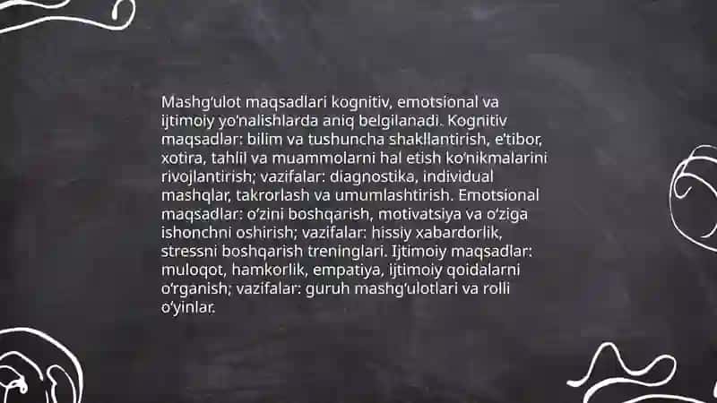 Korreksion ta’lim-tarbiya mashg‘ulotlarini rejalashtirish: mashg‘ulot turlari va ularning tuzilishi 4