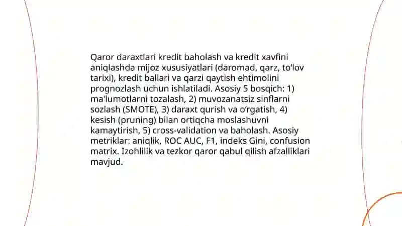 Qarorlar daraxtining amaliy tadbiqlari 4