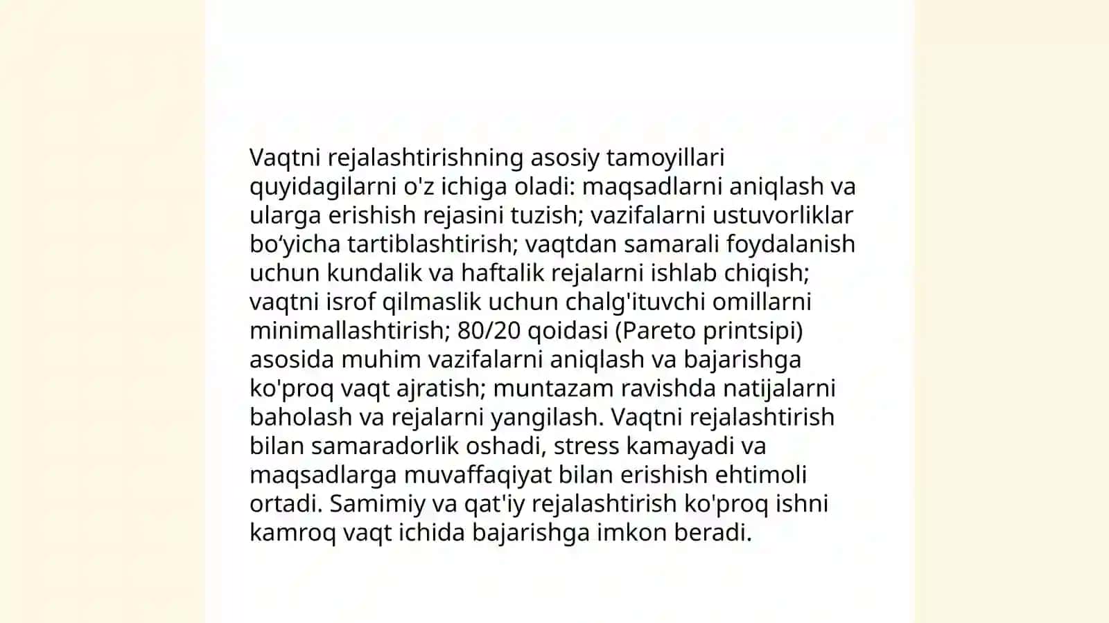 Vaqtni boshqarish ko‘nikmasi va undan foydalanishni afzalliklari 4