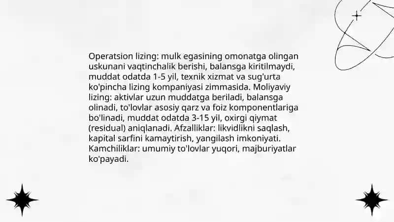 Mehmonxonalarni moliyalashtirish yo'llari va usullari 4