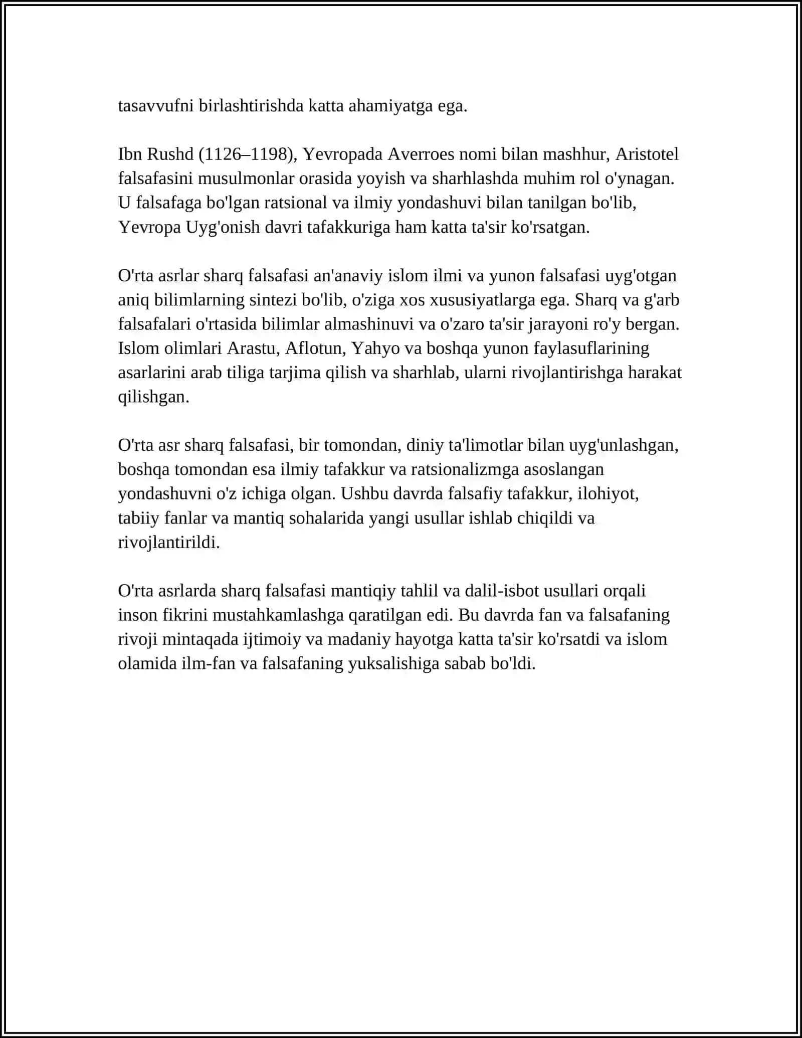 O'RTA ASR SHARQ FALSAFASI VA UYG'ONISH DAVRI XUSUSIYATLARI 4