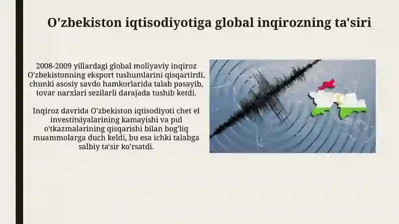 Jahon moliyaviy inqirozining Oʻzbekiston iqtisodi inqiroziga qarshi chora tadbirlar konsepsiyasi 4