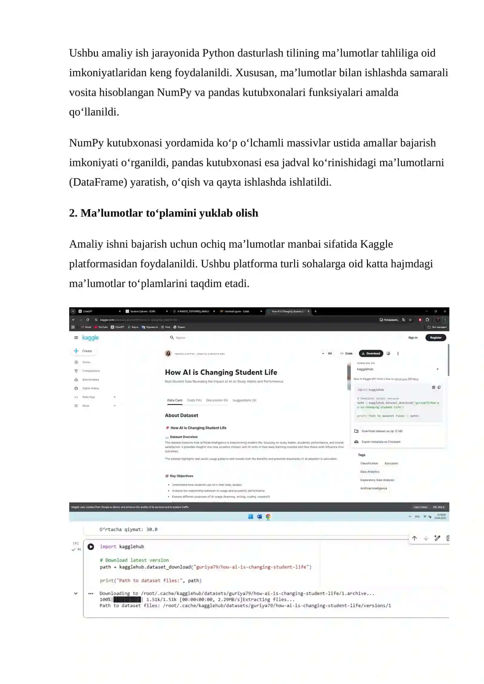 MA’LUMOTLARNI YUKLAB OLISH. MA’LUMOTLARNI IMPORT VA EKSPORT QILISH USULLARI (PANDAS, IMPORTDATA) 4