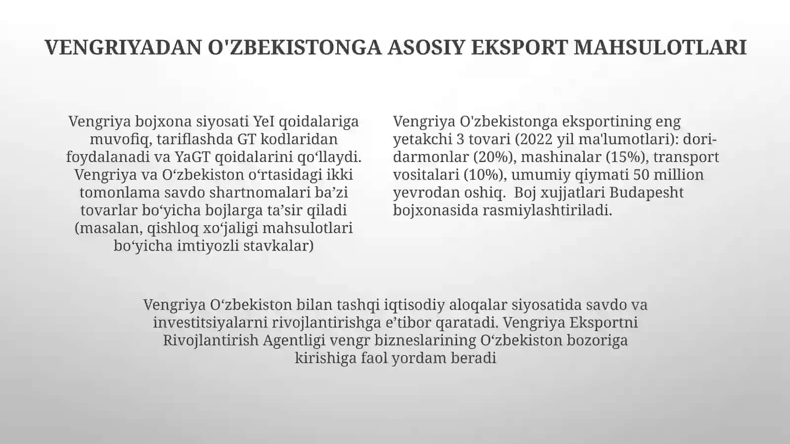 Vengriya bojxona siyosati (YE IQT ga muvofiq) 4