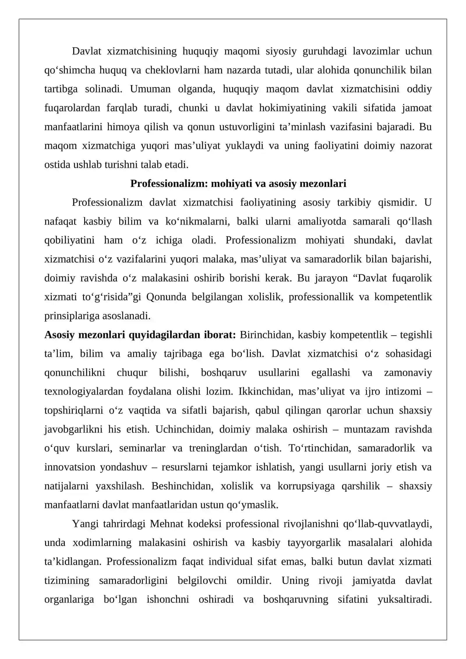 Professional va yuksak ma’naviyatli davlat xizmatchisi samaradorlik garovi sifatida nazariy va huquqiy yondashuv 4