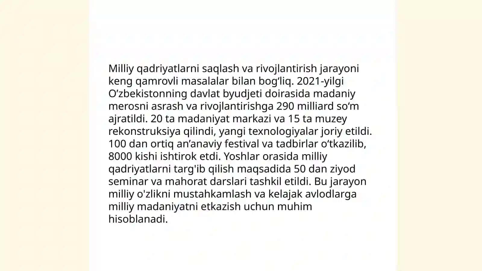 O'zbekistondagi ma'naviy va madaniy taraqqiyot 4
