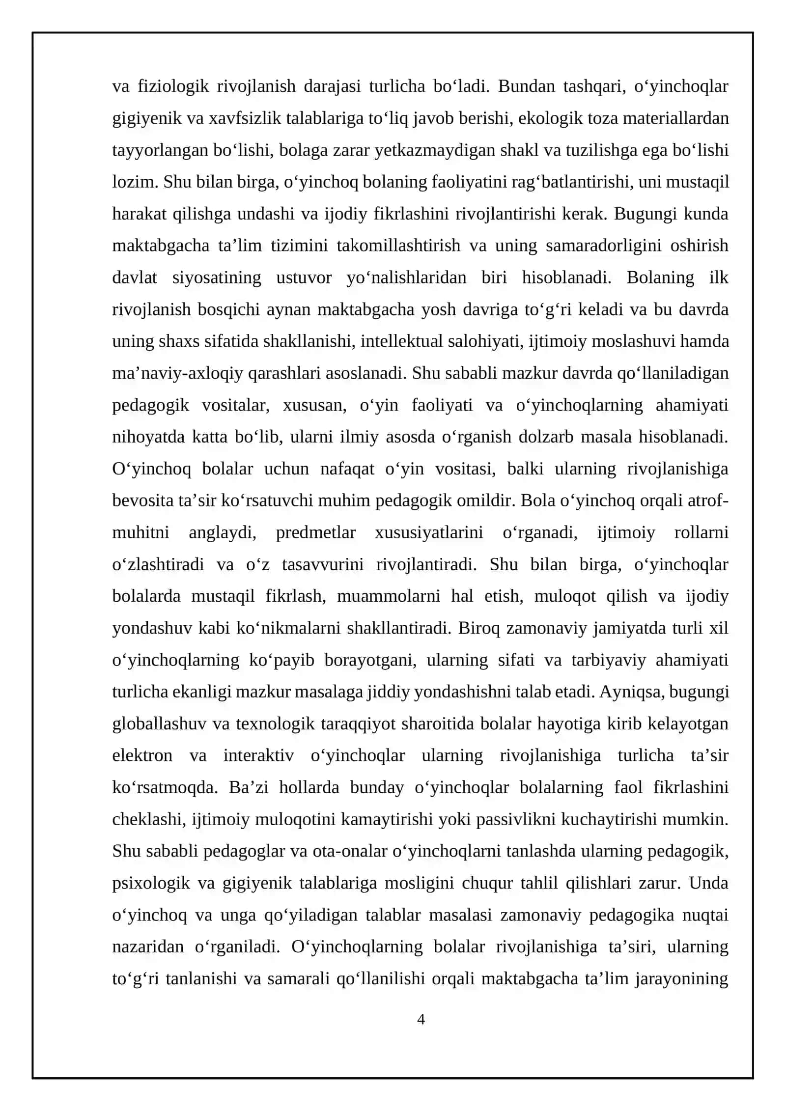 OʻYINCHOQ VA UNGA QOʻYILADIGAN TALABLAR 4