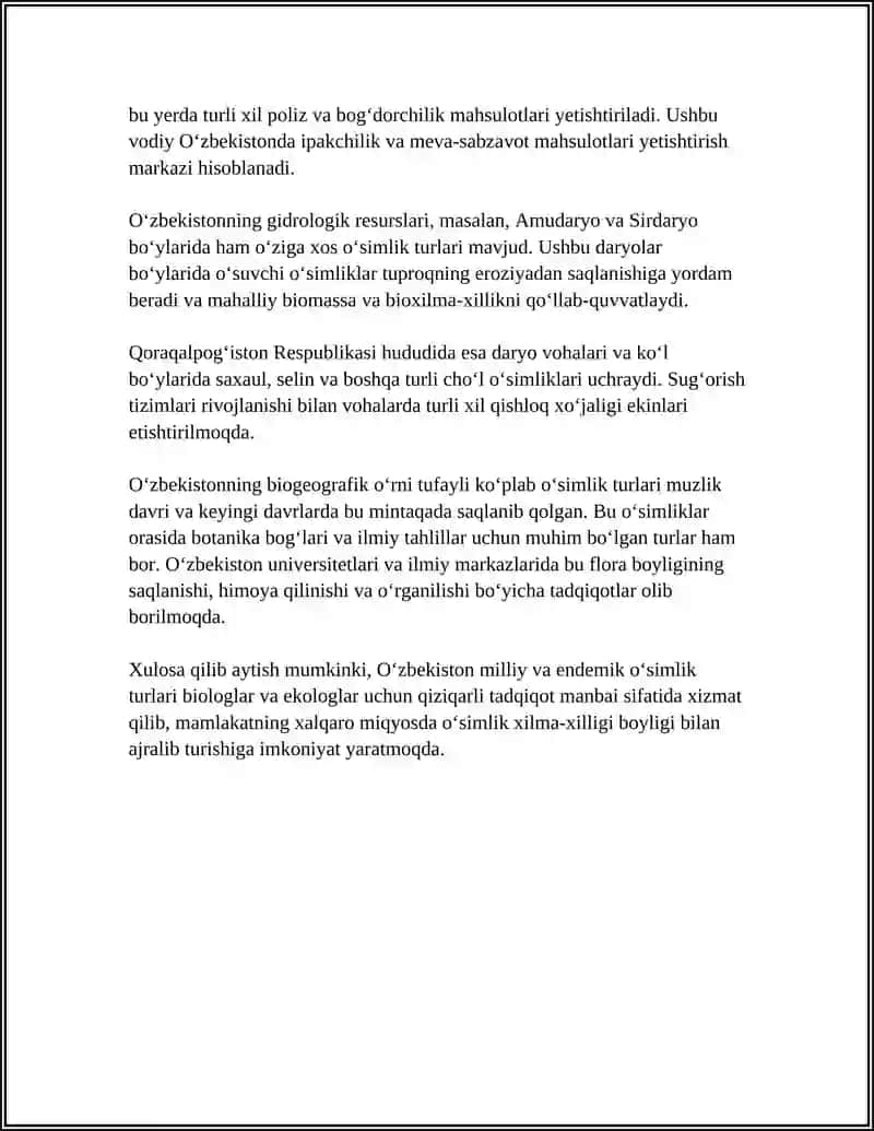 O'zbekiston O'simliklari va Ularni Muhofaza Qilish 4