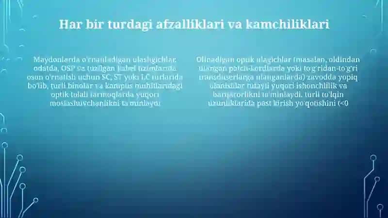 Ajraladigan va ajralmaydigan optik ulagichlar 4