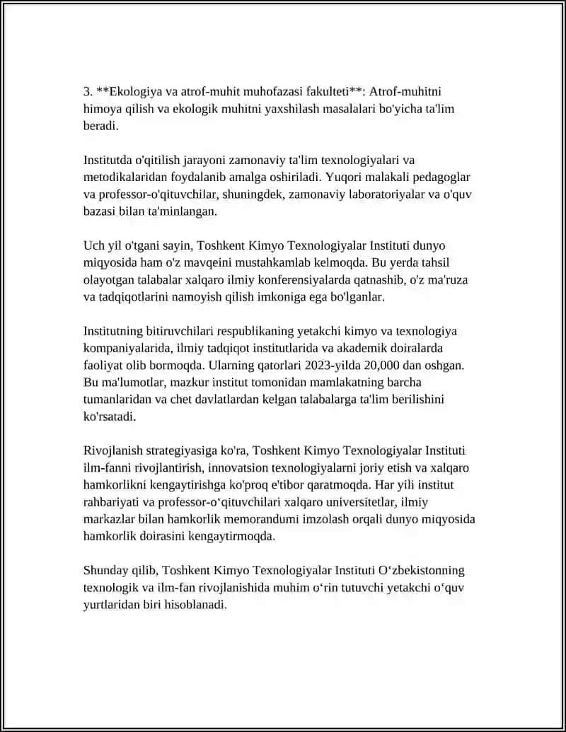 Toshkent Kimyo Texnologiyalar Instituti 4