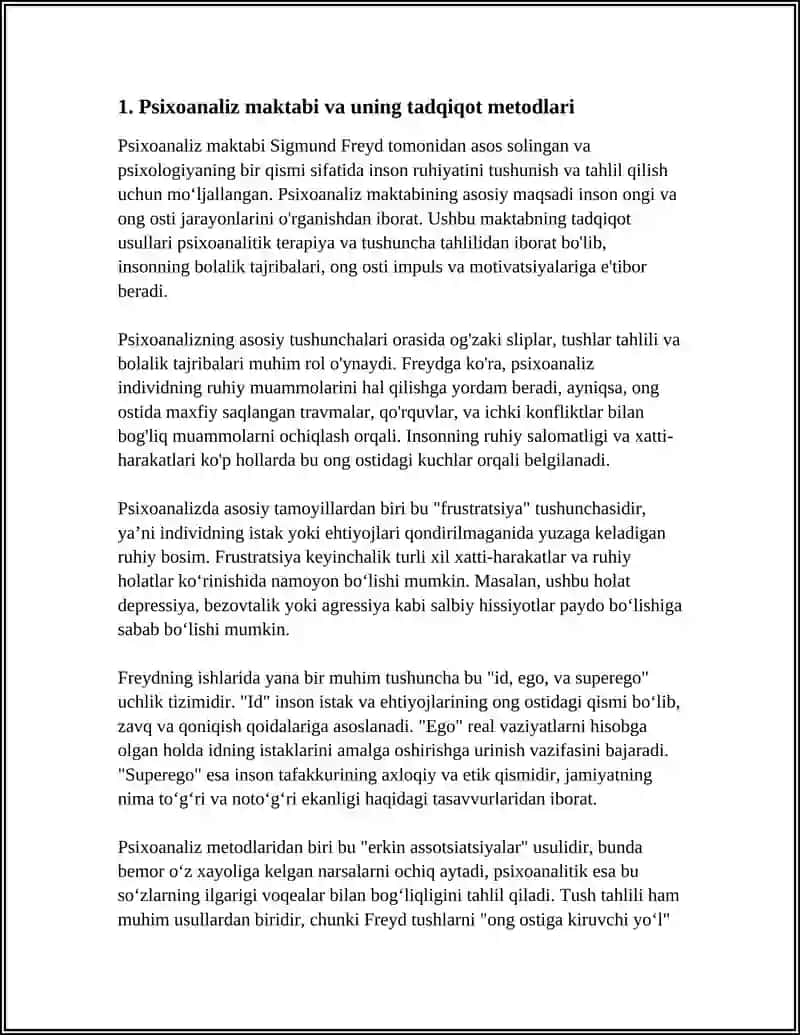 PSIXOLOGIYA MAKTABLARI. PSIXOLOGIYANING TADQIQOT METODLARI 4