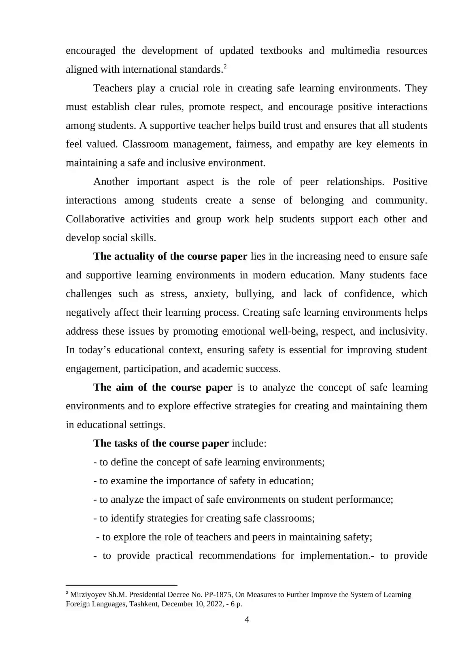 Creating Safe Learning Environments 4