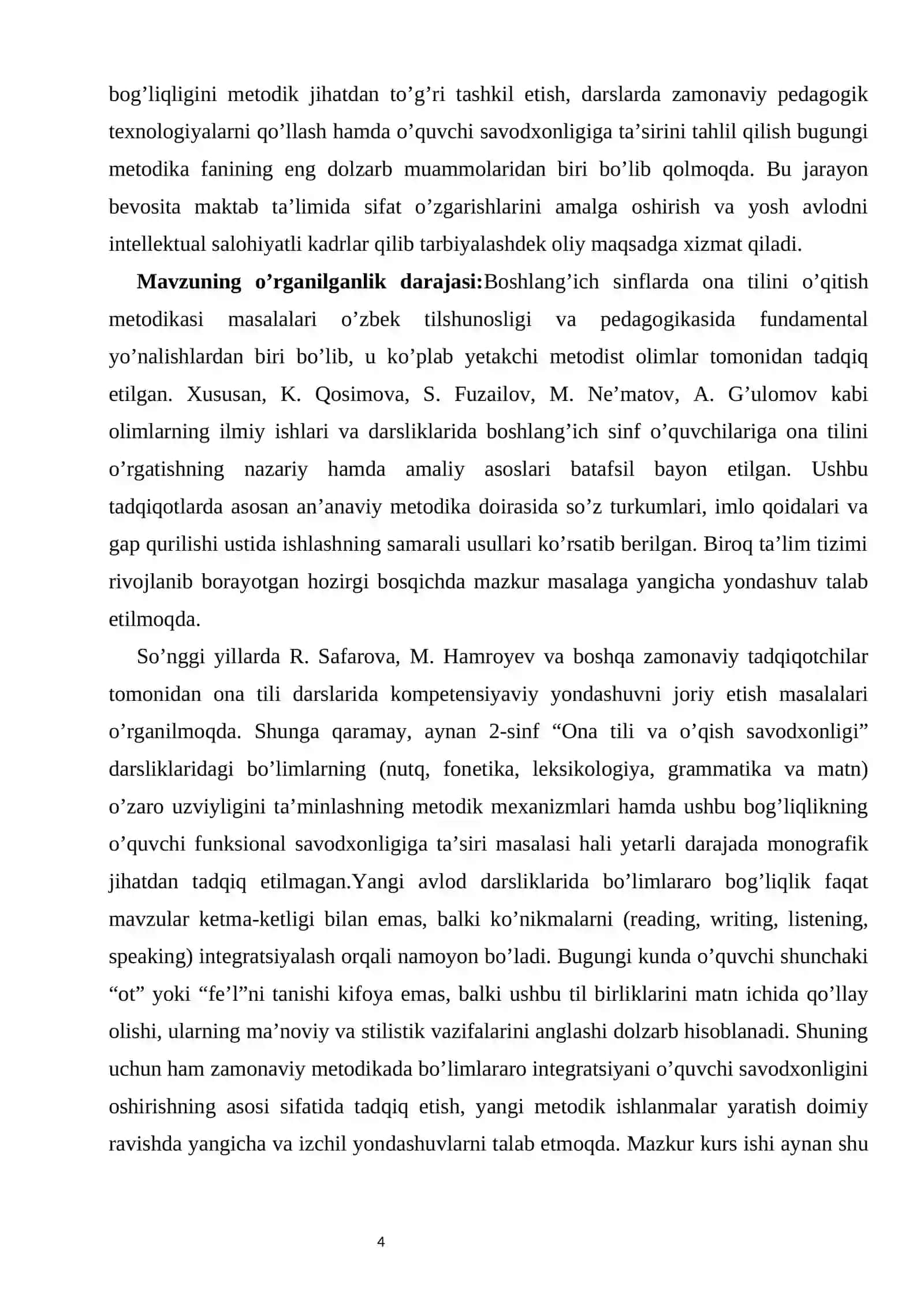 2-sinf “Ona tili” bo’limlarining o’zaro bog’liqligi va ularning o’quvchi savodxonligiga ta’siri 4