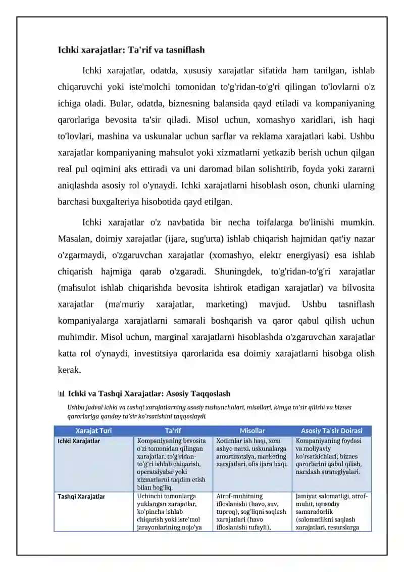 Ichki va tashqi xarajatlar: asosiy tushunchalar va misollar 4