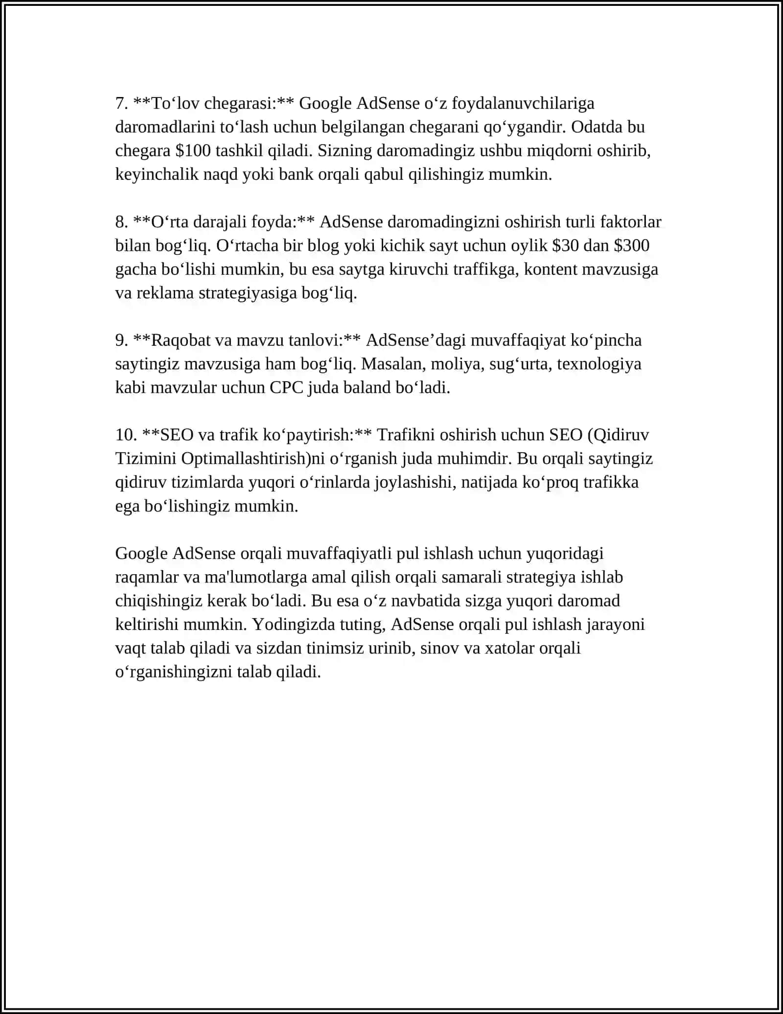 GOOGLE BILAN ISHLASH 4