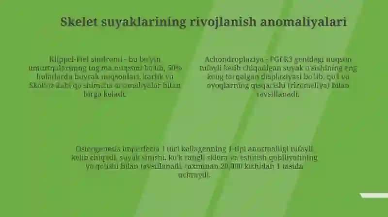 Skelet suyaklarining rengenanatomiya. Skeletning rivojlanish anomaliyalari 4