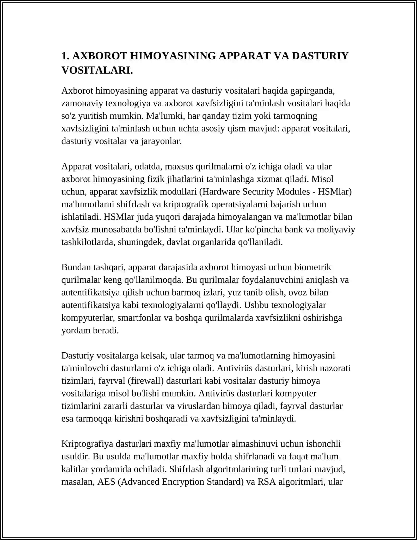 AXBOROT HIMOYASINING APPARAT VA DASTURIY VOSITALARI 4
