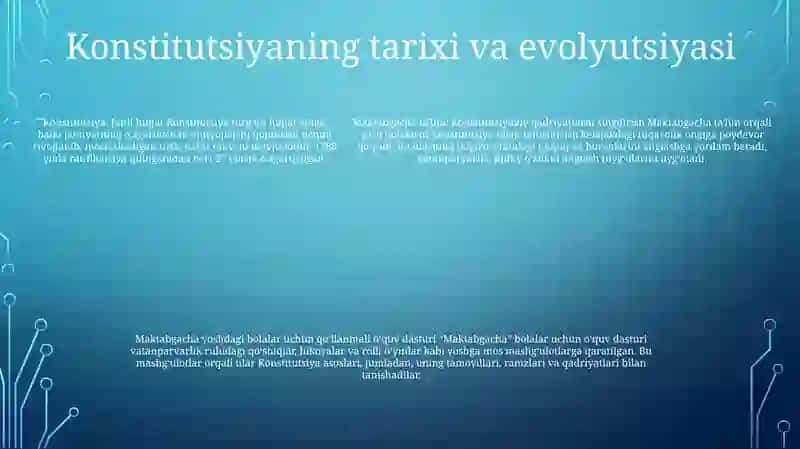 Maktabgacha Yoshdagi Bolalarni OʻZbekiston Respublikasi Konstitutsiyasi Bilan Tanishtirish 4