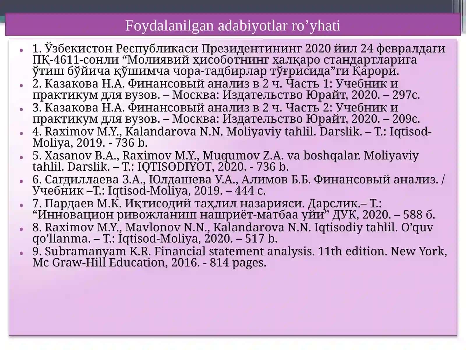 Moliyaviy tahlilning mazmuni, predmeti va vazifalari 4