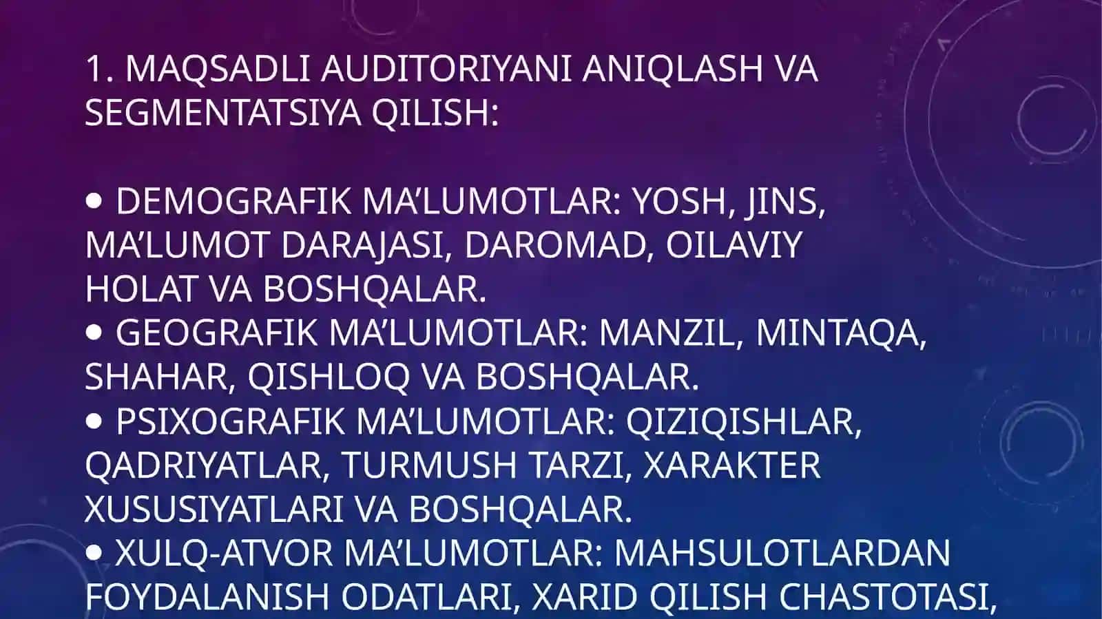Marketingda rejalashtirish; istiqboli strategiyalar. 4