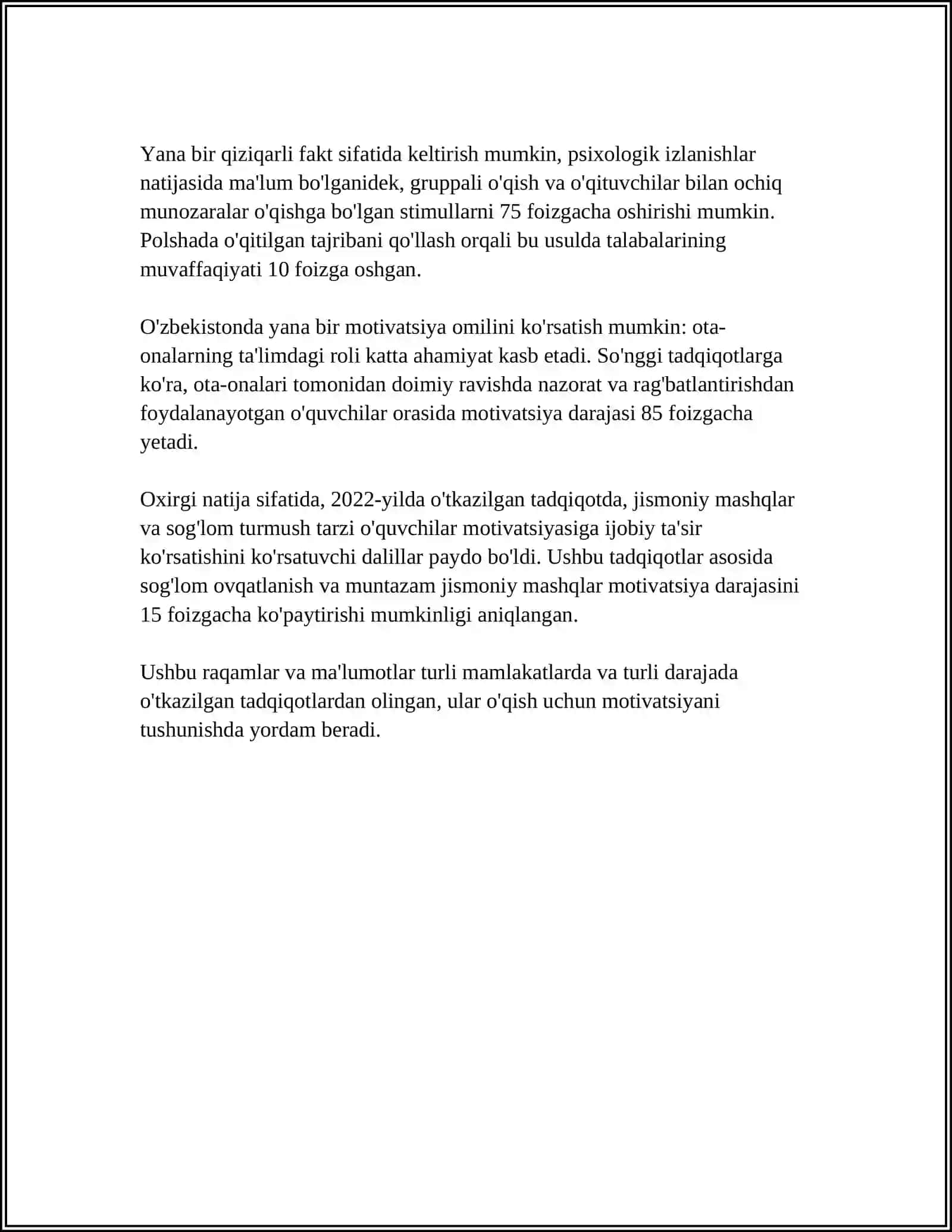 MUSTAQIL ISH Mavzu: O'QISH SAVODXONLIGI MAZMUNI 4