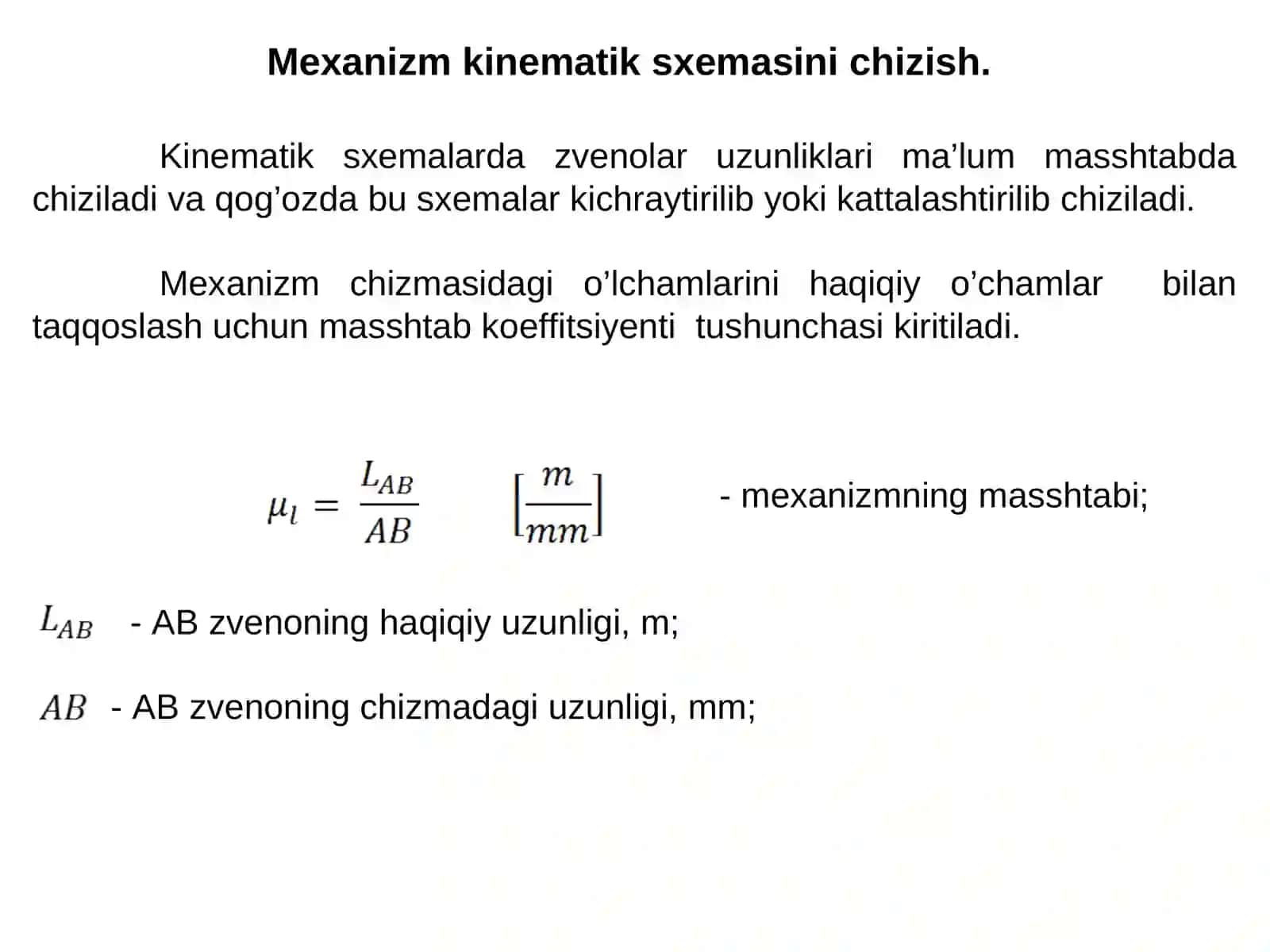 Kinematik tahlil. Krivoship-polzunli mexanizm (KPM) polzunning tezlik va tezlanishlarni diagrammalar usulida aniqlash 4
