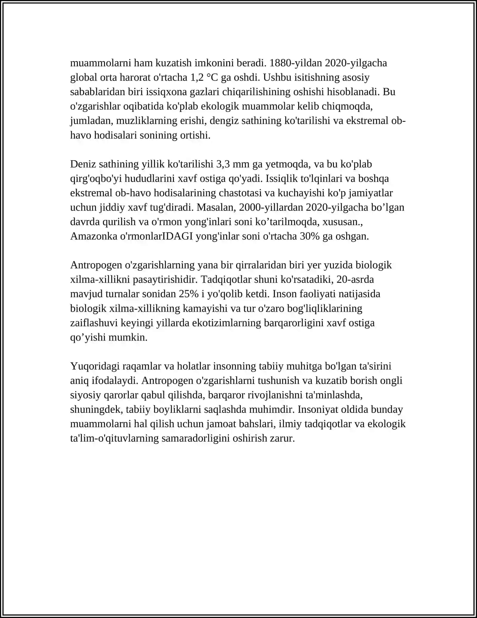 ANTROPOGEN O'ZGARISHLAR, ULARNI SINIFLANISHI VA FORMALARI 4