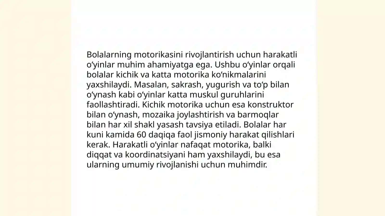 Umumiy motorikani rivojlantirish uchun qoidali harakatli o‘yinlar 4