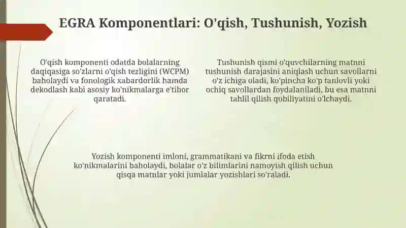 EGRA Xalqaro baholash tog’risida asosiy ma’lumotlar 4