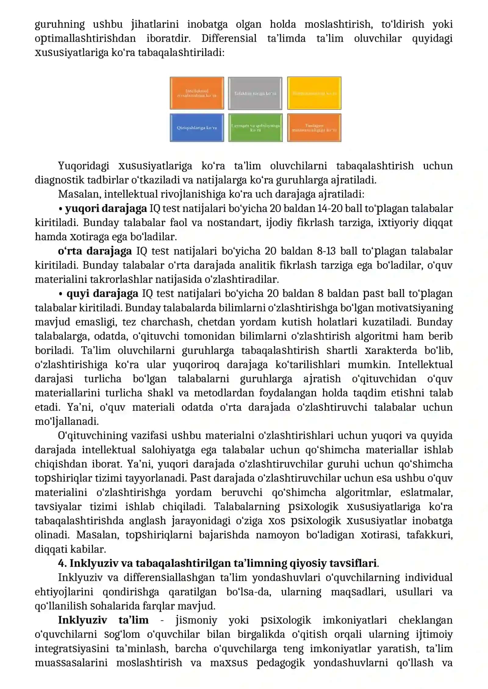 Inklyuziv ta’limning psixologik-pedagogik va tashkiliy shartlari. 4