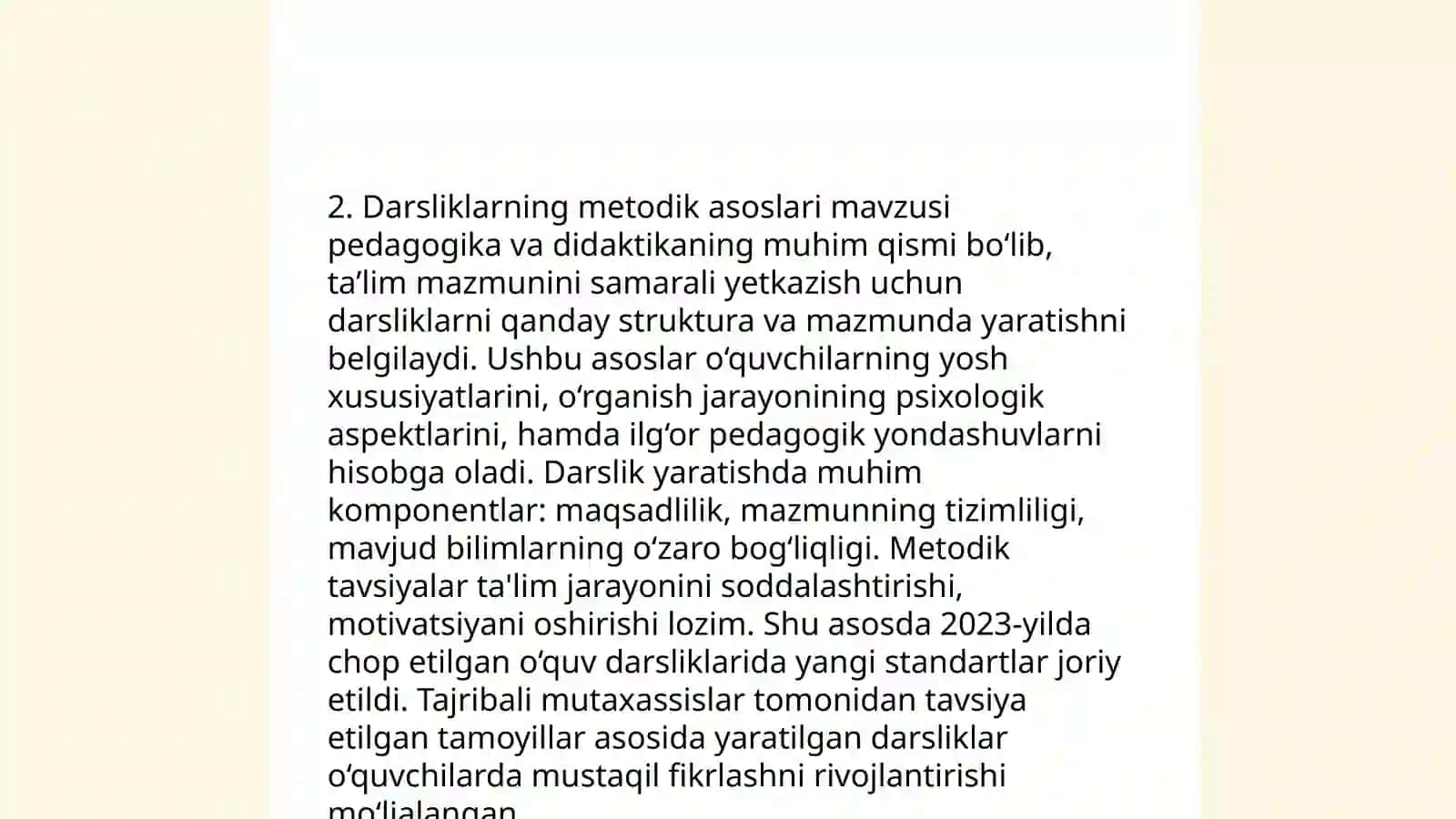 Darsliklar,oʻquv qoʻllanmalar va ularga qo'yiladigan talablar 4