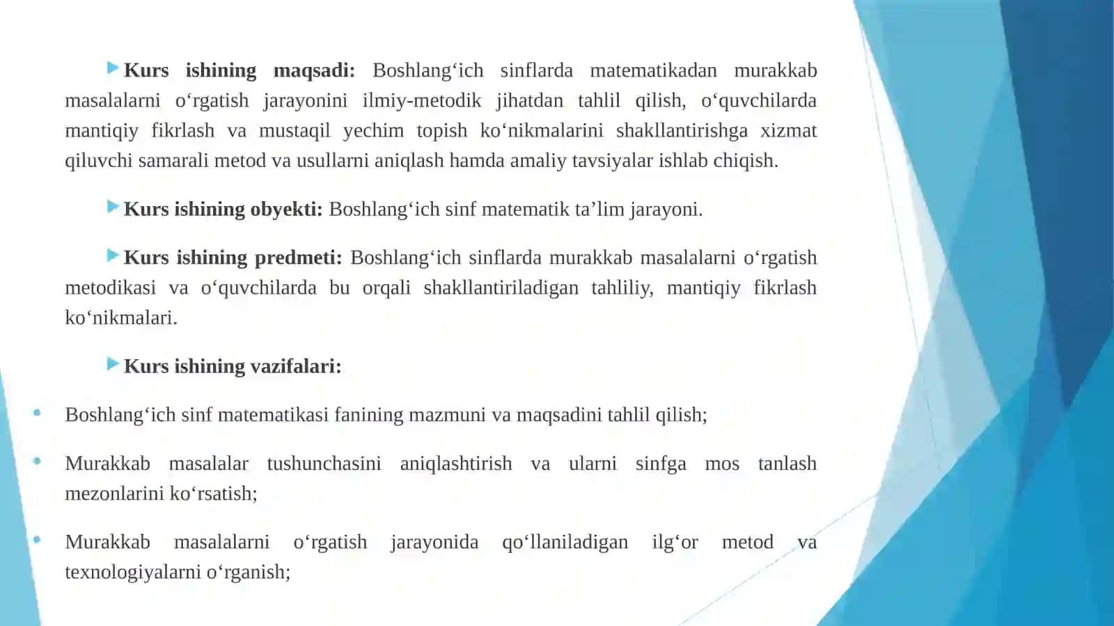 BOSHLANG’ICH SINFLARDA MATEMATIKADAN MURAKKAB MASALALAR VA ULARNI YECHISHGA O’RGATISH METODIKASI 4