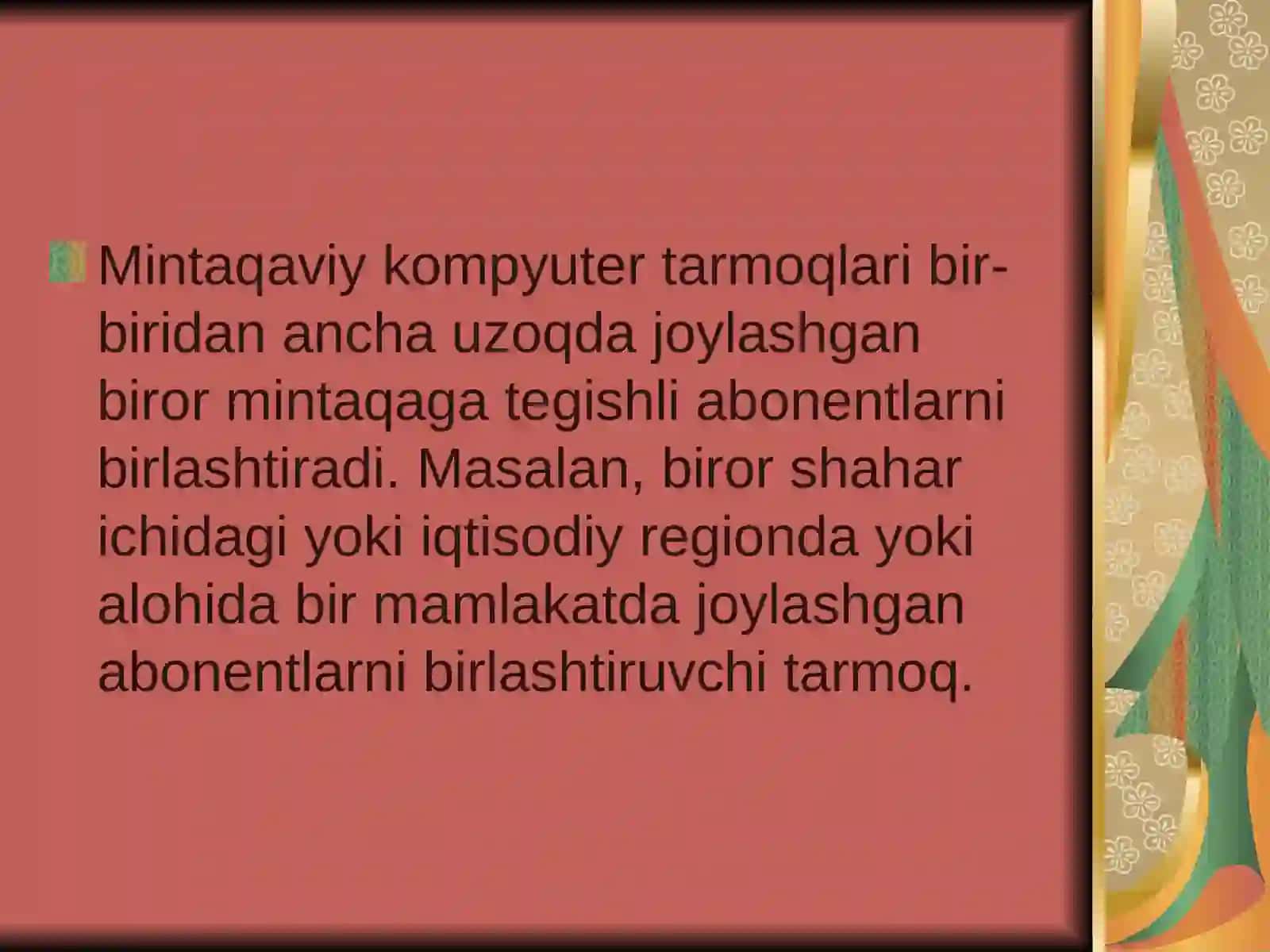 KICHIK O’LCHAMLARDAGI LOKAL KOMPYUTER TARMOQLARI 4