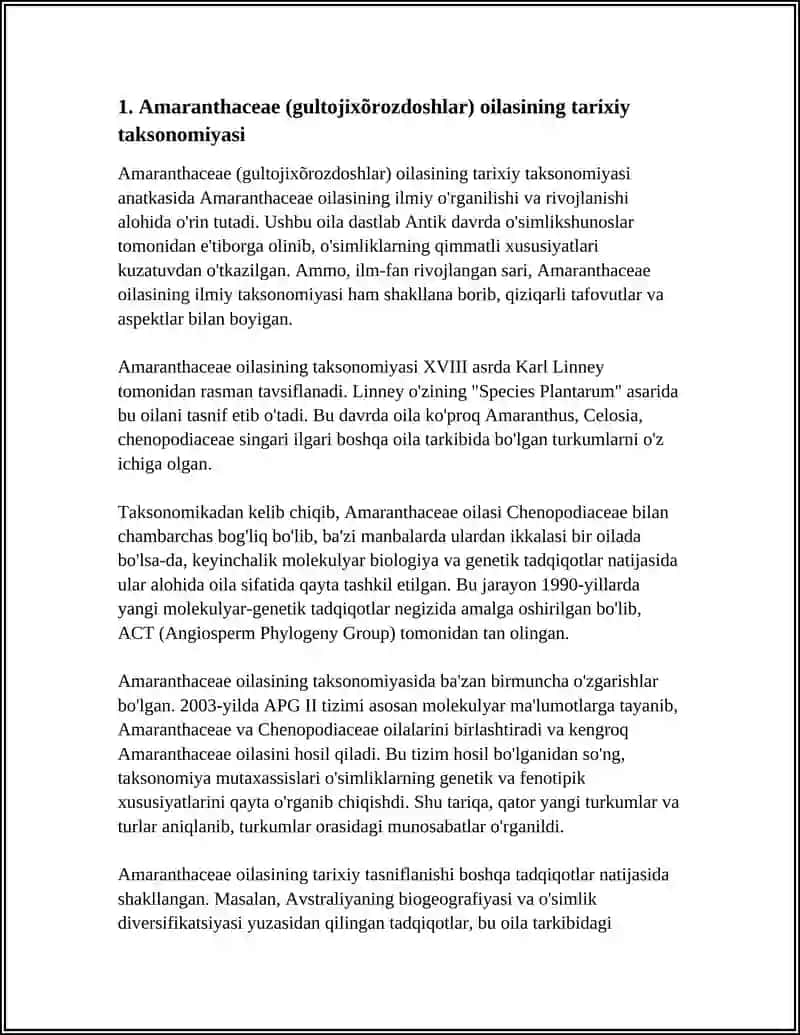 AMARANTHACEAE (GULTOJIXÕROZDOSHLAR) OILASIGA MANSUB TURKUM VA TURLARNING SISTEMATIKASI 4