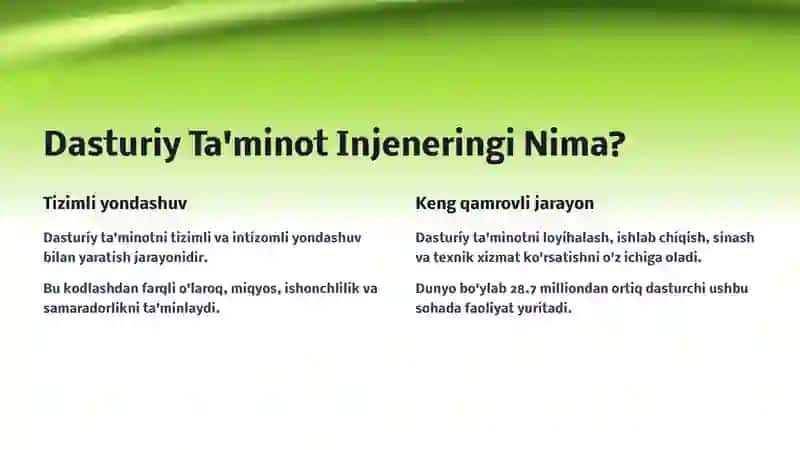 Dasturiy Ta'minot va Dasturiy Ta'minot Injeneringi 4