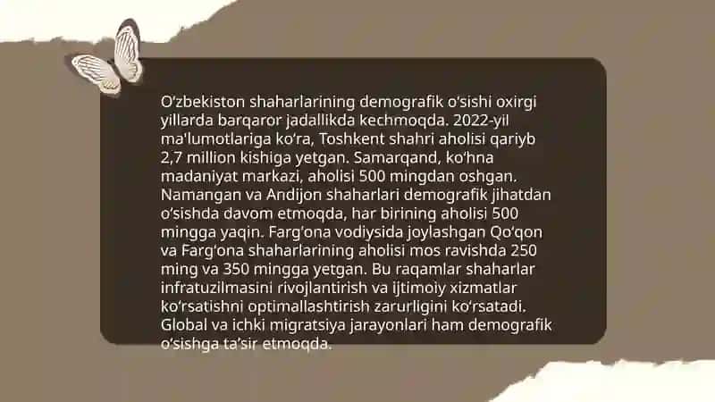 Mustaqillik yillarida Oʻzbekistonda urbanizatsiya jarayonining rivojlanishi 4