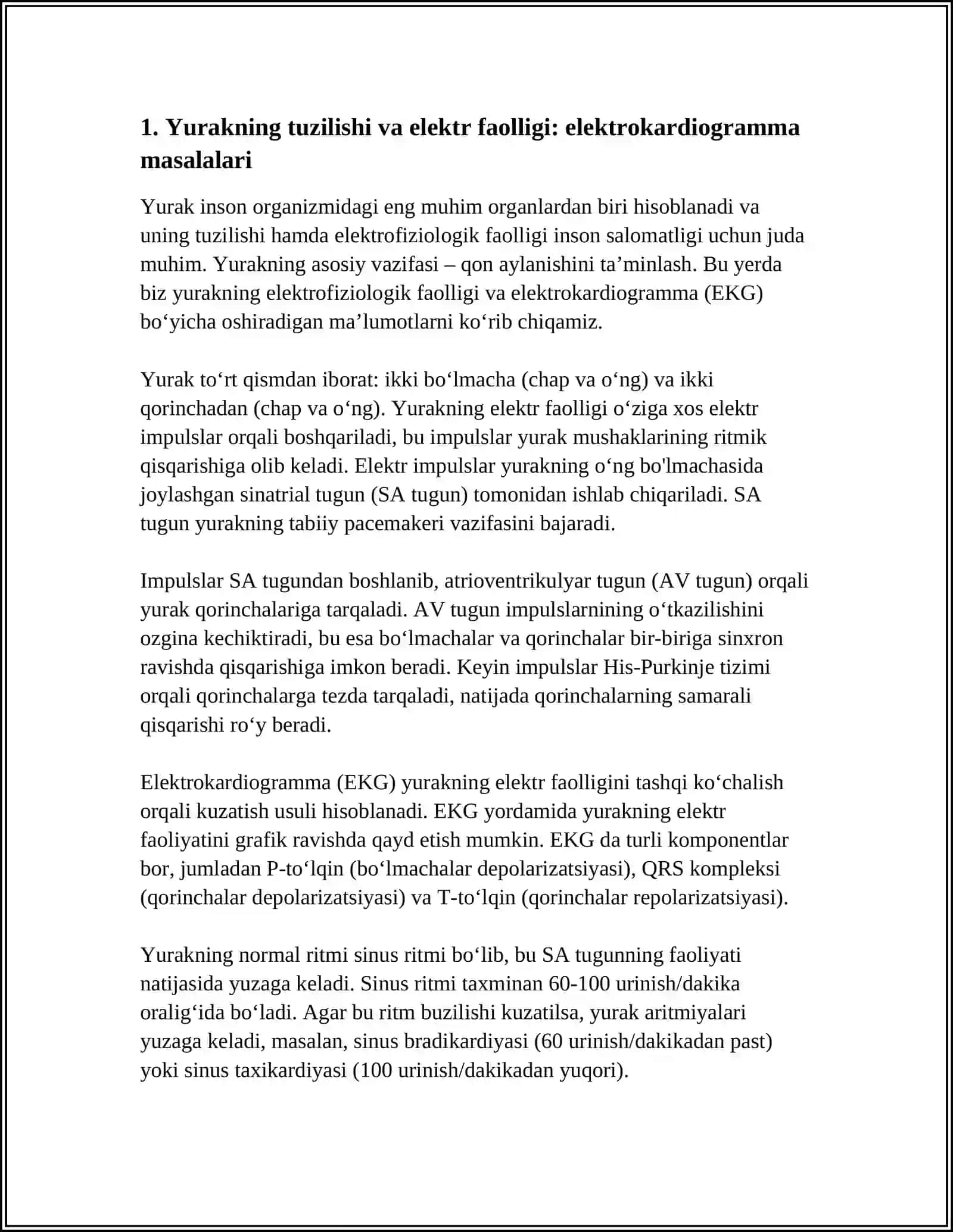 ODAM ORGANIZMIDAGI ORGANLAR SISTEMASI TUZILISHI VA FIZIOLOGIYASIGA OID MASALA VA MASHQLAR YECHISH 4