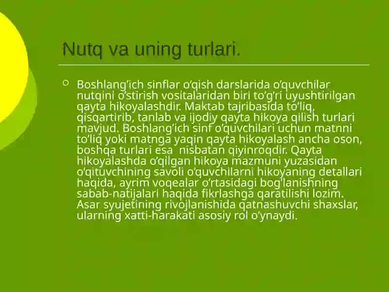 O’qish darslarida o’quvchilarning og’zaki nutqini o’stirish 4