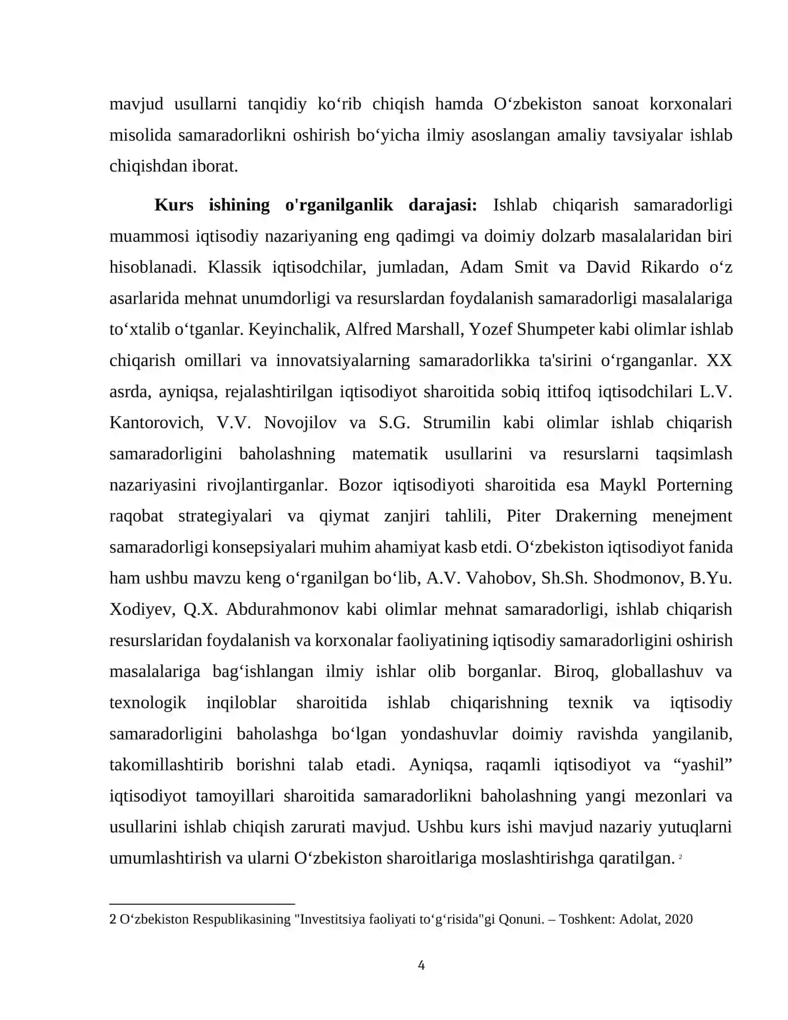 IQTISODIYOT FAKULTETI KURS ISHI 4