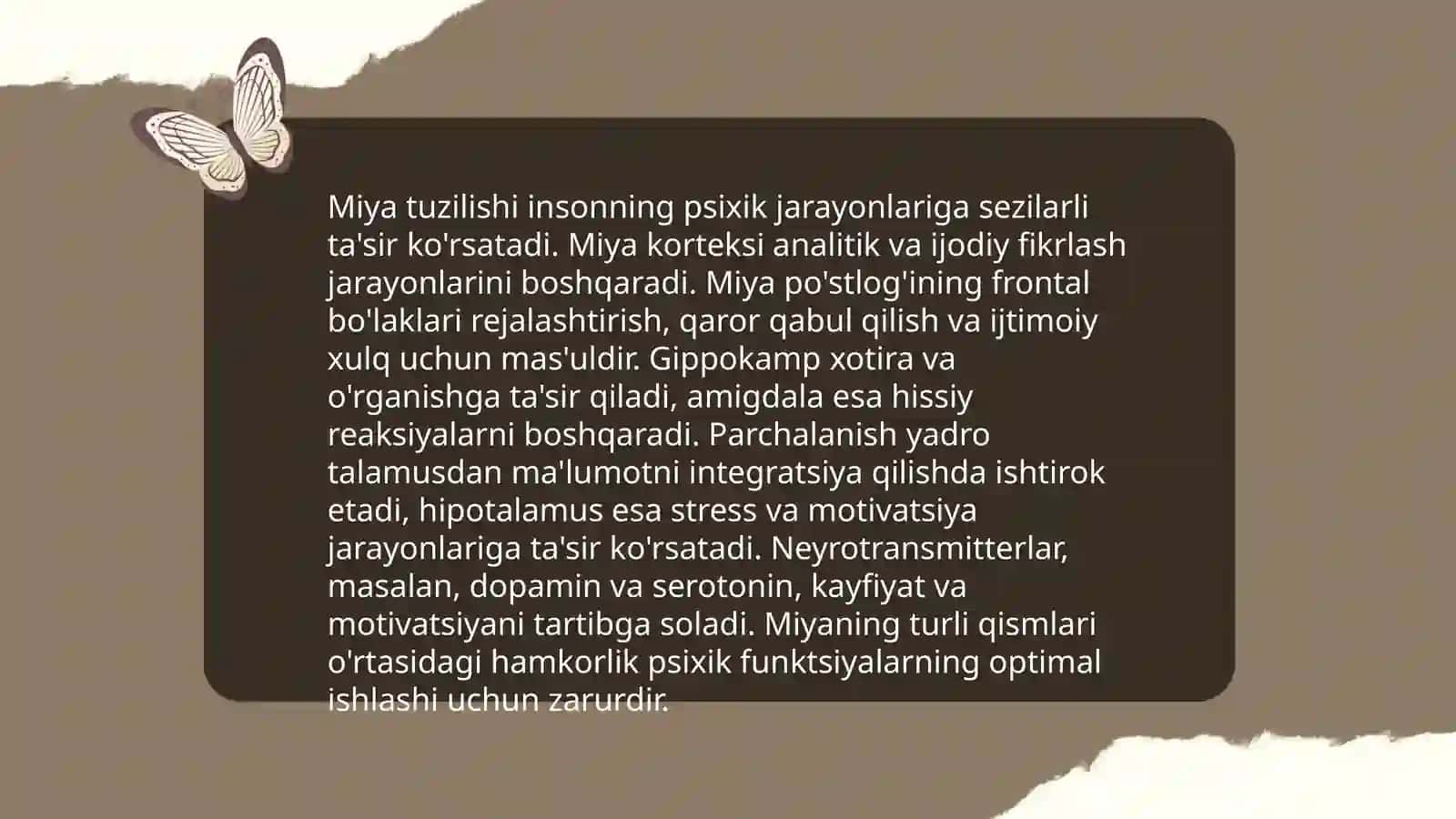 Psixik jarayonlar va miyaning o'zaro aloqadorli 4