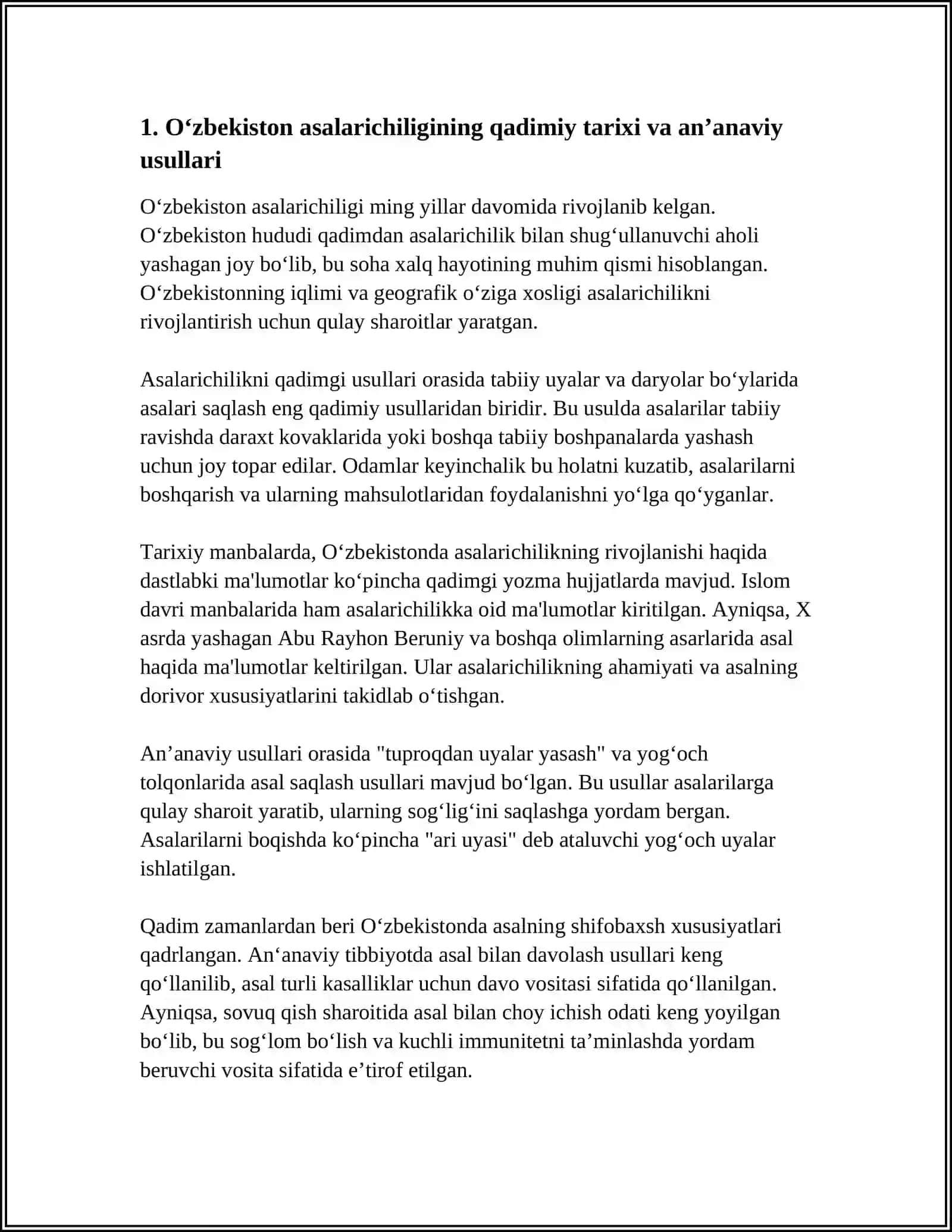 O‘zbekistonda asalarichilik tarixi va holati 4