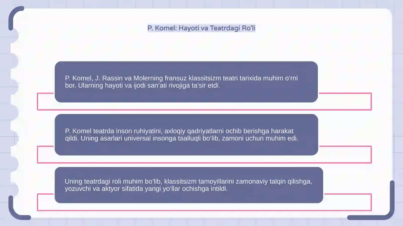 Fransuz kllasitisizm teatri P.Komel, J.Rassin, Moler hayoti va ijodi 4