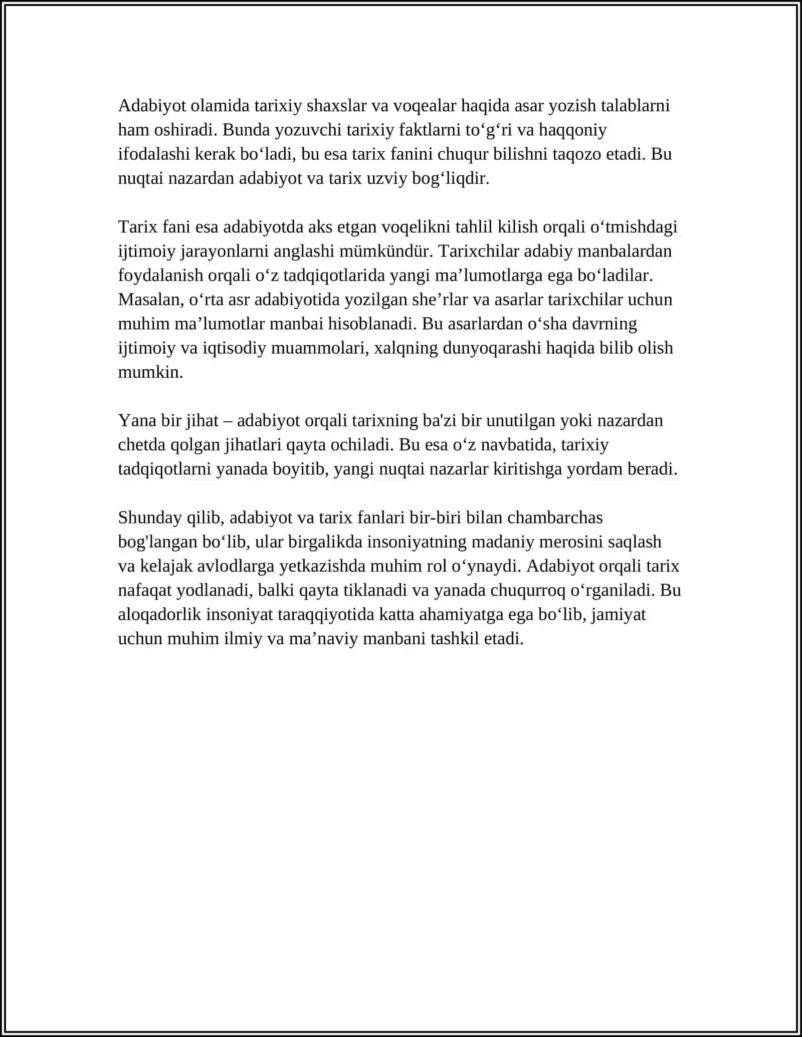 ADABIYOT VA TARIX FANLARINING O'ZARO HAMKORLIGI A.ORIPOVNING "SOHIBQIRON" DRAMASI MISOLIDA 4