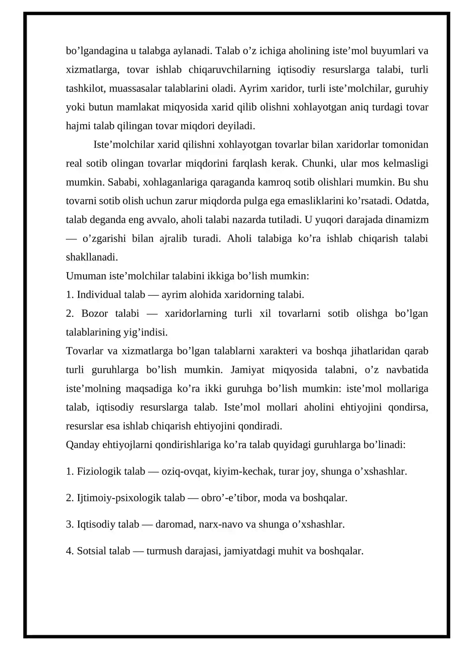 Narx bo’yicha talab elastikligi va uni biznes amaliyotida qo’llanilishi kurs ishi 4