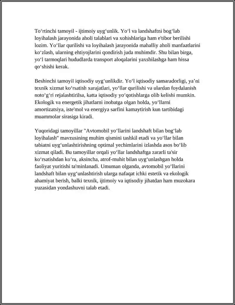 AVTOMOBIL YOʻLLARINI LANDSHAFT BILAN BOGʻLAB LOYIHALASH 4