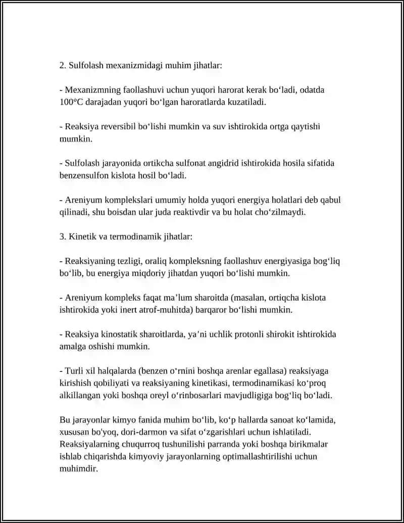 AROMATIK HALQALARGA ÕRINBOSARLAR KIRITISH REAKSIYALARI SULFOLASH GALOGENLASH 4