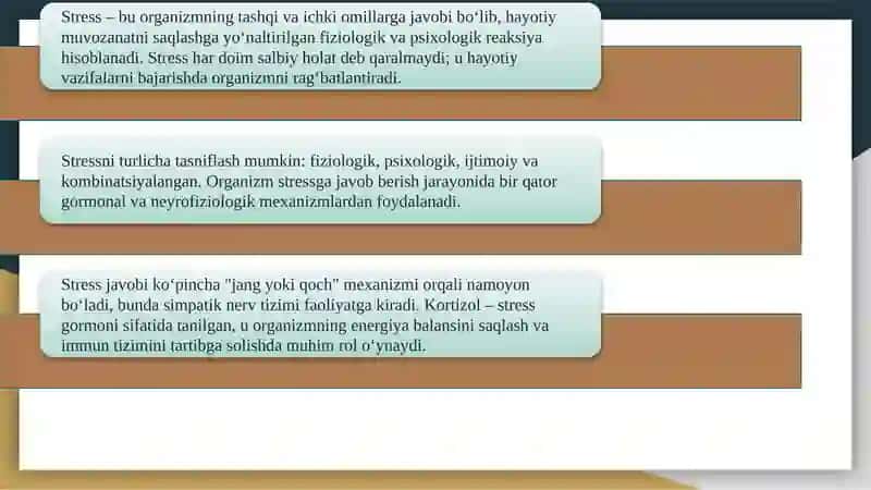 Stressga chidamlilik va moslashuvning fiziologik mexanizmlari 4